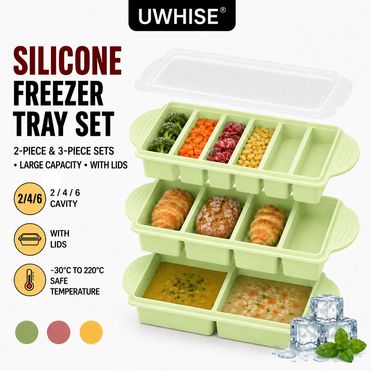 صينية تجميد سيليكون من Uwhise  - مراجعة Meal Prep Template وسعره